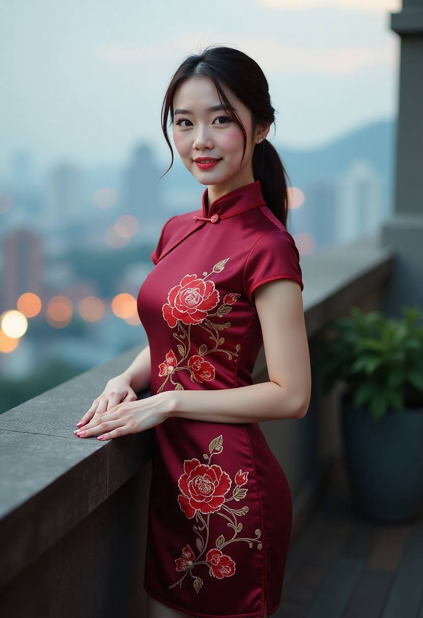 夜色里的学校红灯笼